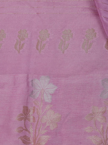 Lavender Floral Design Silk Cotton Saree - Diadem