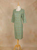 Green Checks Printed Cotton Kurti