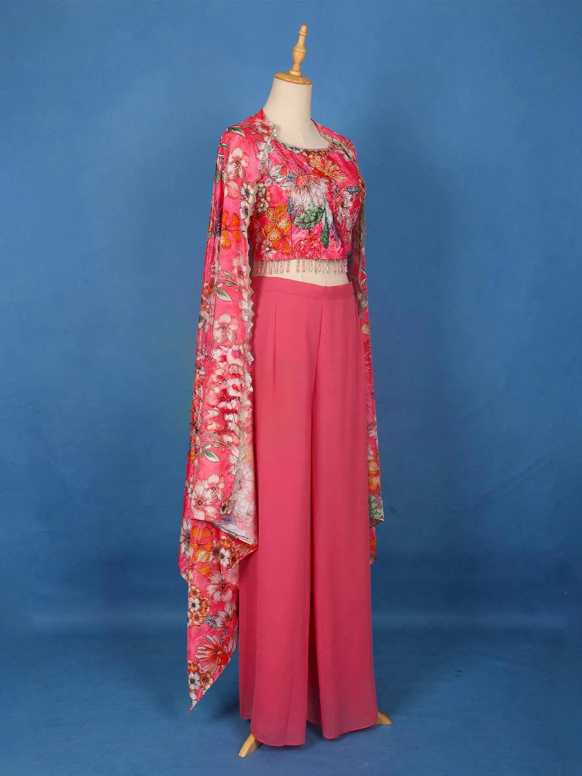 Pink Floral Printed Georgette Palazzo Salwar Suit Online