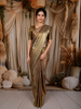 Choco Brown Floral Zari Woven Design Tissue Silk Fancy Saree with Floral Zari Border