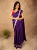 Purple Silk Saree with Floral Design - Diadem