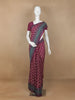 Dark Red Floral Designed Cotton Saree - Diadem