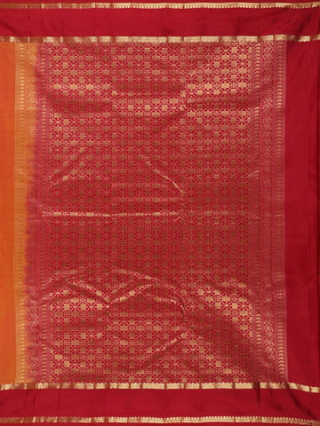 Orange Stripes Woven Pure Kanchipuram Silk Saree - Diadem