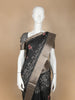 Black Semi Tussar Silk Floral Designed Saree