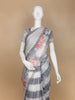 Pale Grey Floral Designed Cotton Saree