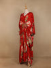 Red Floral Printed Kaftan style Crepe Gown - Diadem