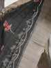 Black Semi Tussar Silk Floral Designed Saree