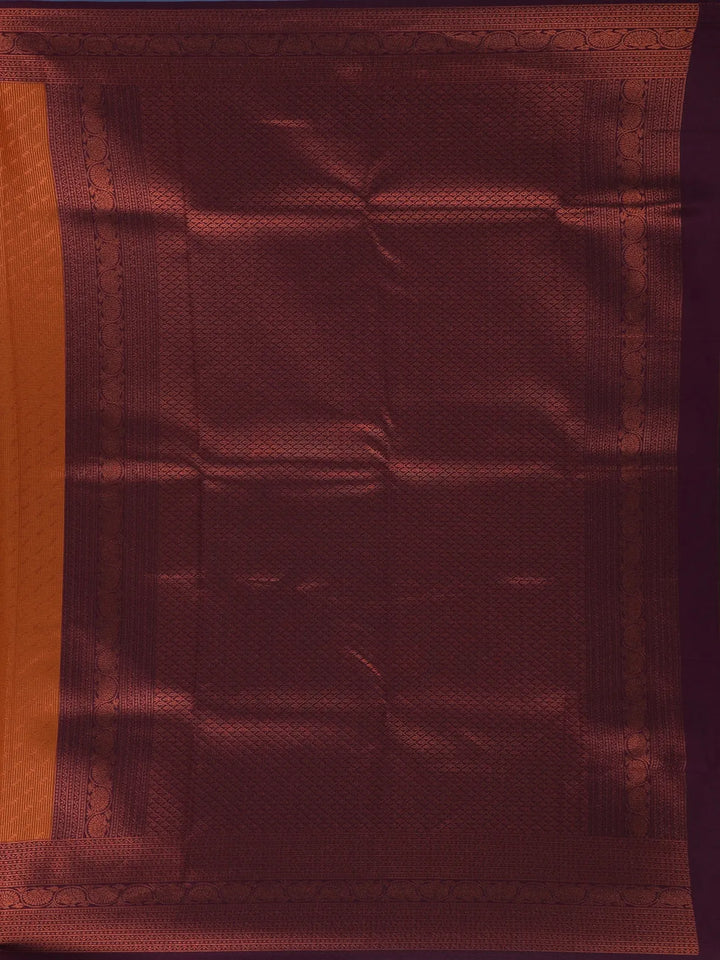Burnt Orange Vine Design Art Silk Saree - Diadem