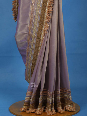 Lavender Party Wear Tissue Saree - Diadem