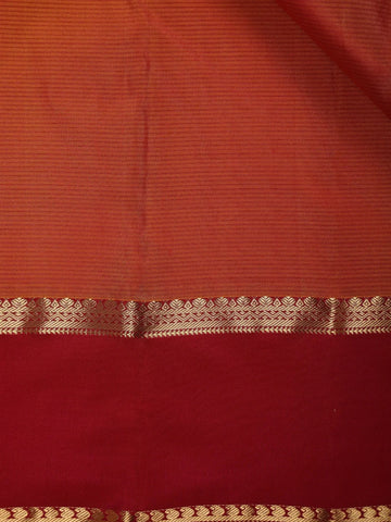 Orange Stripes Woven Pure Kanchipuram Silk Saree - Diadem