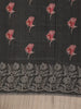 Black Semi Tussar Silk Floral Designed Saree