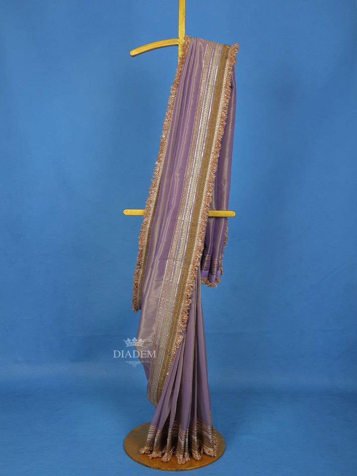 Lavender Party Wear Tissue Saree - Diadem