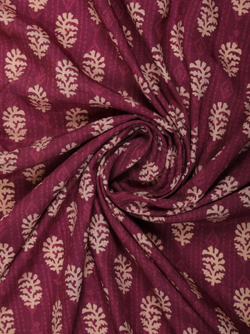 Dark Red Floral Designed Cotton Saree - Diadem