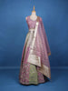 Dusty Pink and Olive Green Mirror Work Bridal Lehenga with Zari Dupatta - Diadem