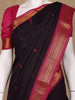 Black Floral Designed Cotton Saree - Diadem
