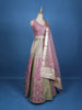 Dusty Pink and Olive Green Mirror Work Bridal Lehenga with Zari Dupatta - Diadem