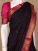 Black Floral Designed Cotton Saree - Diadem
