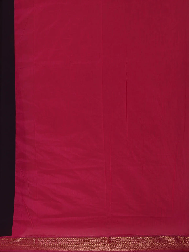 Black Floral Designed Cotton Saree - Diadem