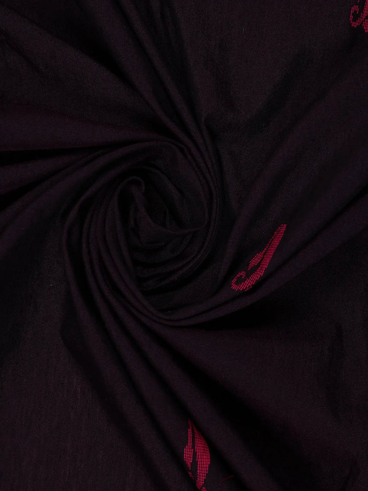 Black Floral Designed Cotton Saree - Diadem