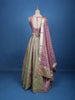 Dusty Pink and Olive Green Mirror Work Bridal Lehenga with Zari Dupatta - Diadem