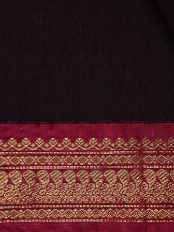 Black Floral Designed Cotton Saree - Diadem