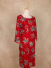 Red Floral Printed Cotton Kurti