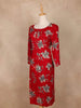 Red Floral Printed Cotton Kurti