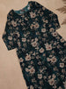 Dark Teal Floral Printed Cotton Rayon Kurti