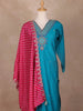 Blue Raw Silk Salwar Suit with Mirror Embroidery