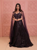 Deep Wine Heavy Sequins and Thread Embroidered Design Net Party Lehenga with Cape Dupatta