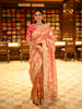 Soft Peach Floral Sequins and Zari Embroidered Design Tissue Organza Saree with Designer Border
