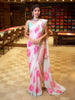 Pastel Floral Sequins Embellished Design Georgette Saree with Embroidered Border