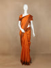 Orange Semi Tussar Silk Plain Saree
