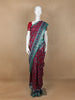 Dark Red Floral Designed Cotton Saree - Diadem