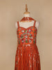 Orange Floral Mirror Embroidery Georgette Jumpsuit