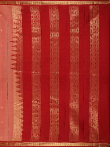 Onion Pink Stripes Woven Pure Kanchipuram Silk Saree - Diadem