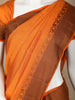 Orange Semi Tussar Silk Plain Saree