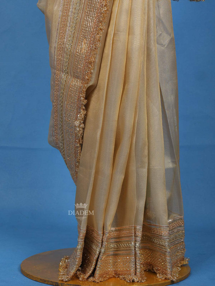 Gold Party Wear Tissue Saree - Diadem