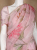 Pale Pink Floral Designed Organza Saree