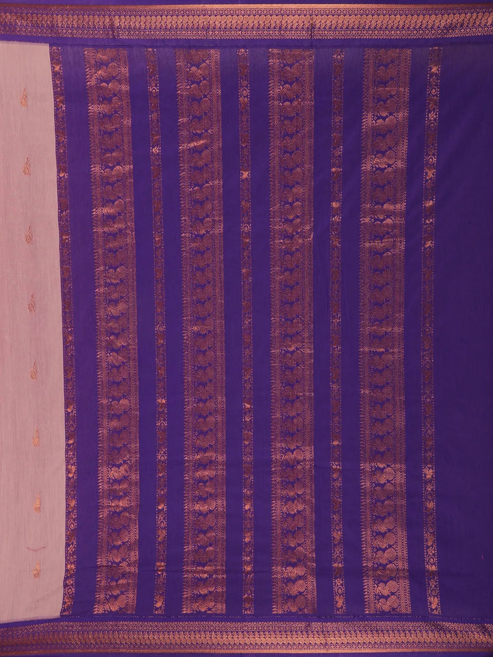 Light Mauve Pink Floral Butta Motif Cotton Saree - Diadem