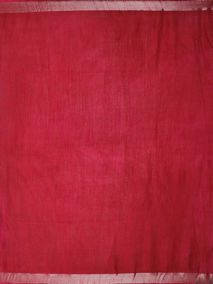 Dark Red Floral Designed Cotton Saree - Diadem