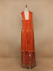 Orange Floral Mirror Embroidery Georgette Jumpsuit