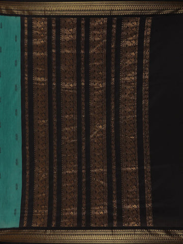 Green Floral Designed Cotton Saree - Diadem