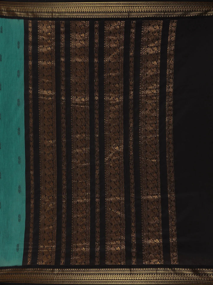 Green Floral Designed Cotton Saree - Diadem