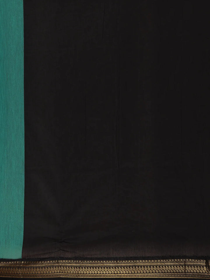 Green Floral Designed Cotton Saree - Diadem