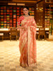 Soft Peach Floral Sequins and Zari Embroidered Design Tissue Organza Saree with Designer Border