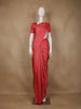 Coral Red Striped Design Soft Silk Saree - Diadem