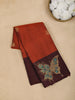 Orange Paisley Motifs Pure Kanchipuram Silk Saree - Diadem