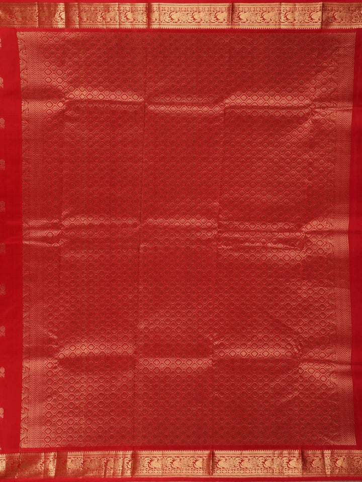 Red Buttas Woven Pure Kanchipuram Silk Saree - Diadem