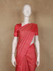 Coral Red Striped Design Soft Silk Saree - Diadem